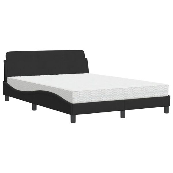 vidaXL Lit avec matelas Dover noir 140x190 cm velours