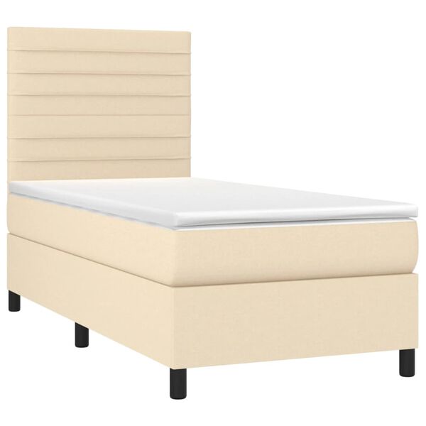 vidaXL Sommier &agrave; lattes de lit avec matelas Cr&egrave;me 90x200 cm Tissu