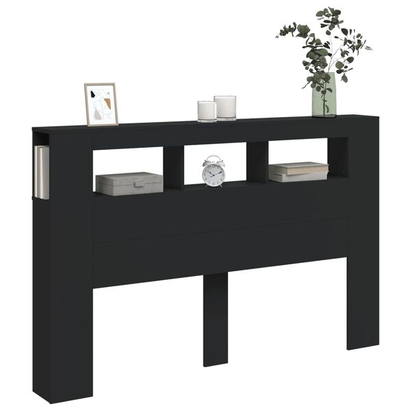 vidaXL Tête de lit à LED noir 160x18,5x103,5 cm bois d'ingénierie