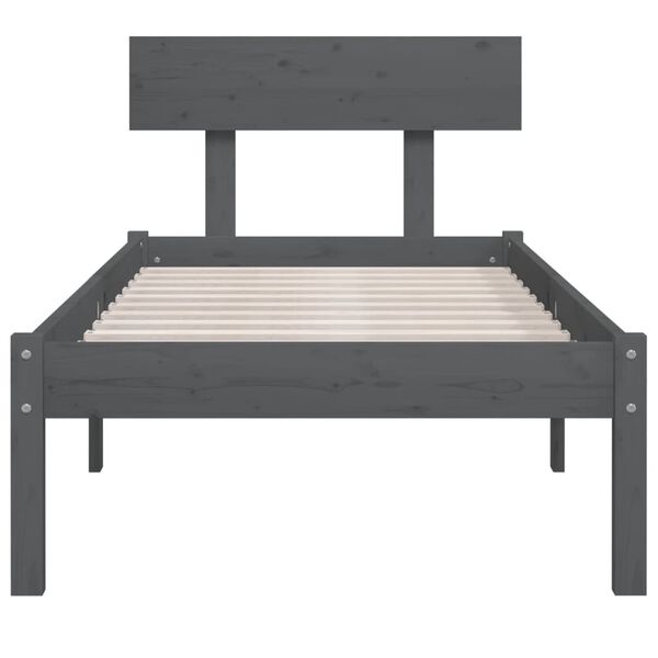 vidaXL Cadre de lit sans matelas gris bois de pin massif