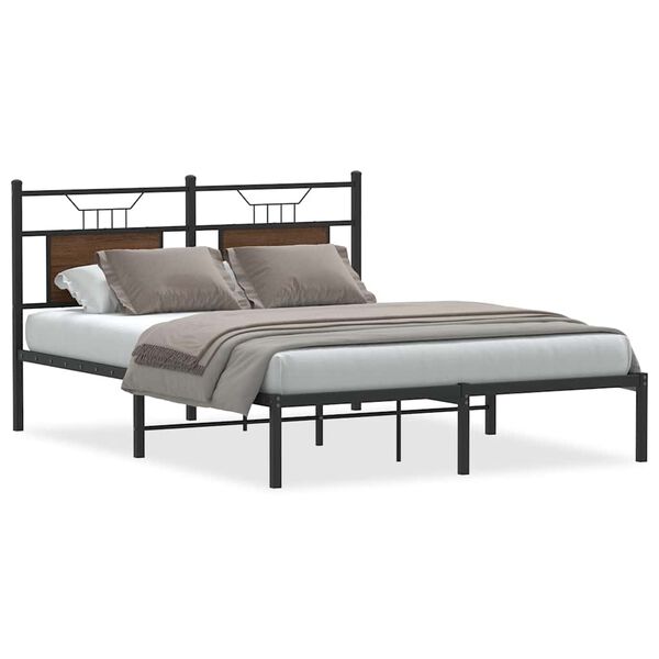 vidaXL Cadre de lit sans matelas ch&ecirc;ne marron 140x190 cm