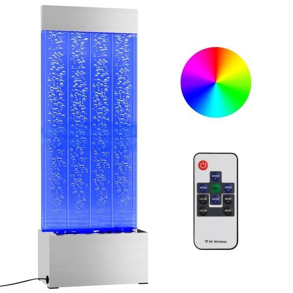 vidaXL Colonne &agrave; bulles avec LED RVB Inox et acrylique 110 cm