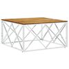 vidaXL Table basse argent&eacute; acier inoxydable et bois massif d'acacia