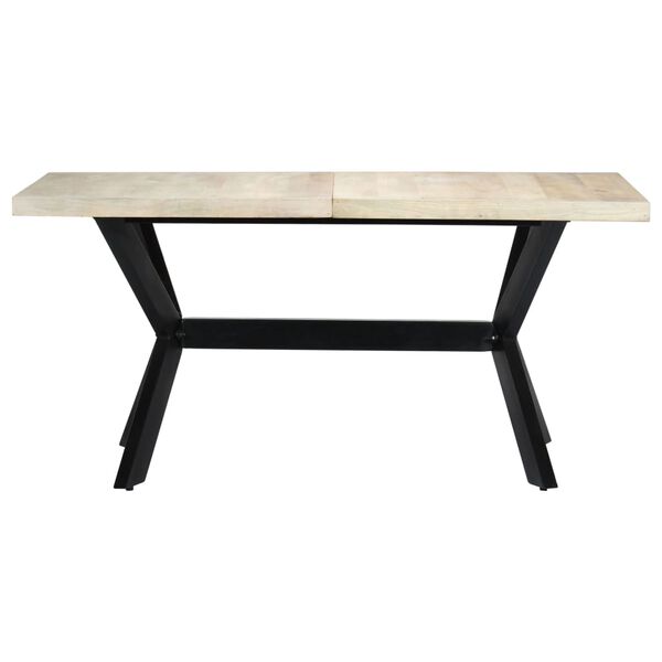 vidaXL Table &agrave; manger Blanc 160x80x75 cm Bois de manguier massif