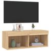 vidaXL Meuble TV avec lumi&egrave;res LED ch&ecirc;ne sonoma 80x30x30 cm