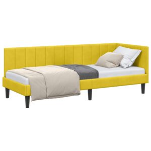vidaXL Cadre de lit d'angle Jaune 80 cm x 200 cm Velours
