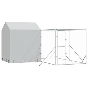 vidaXL Chenil d'ext&eacute;rieur pour chiens avec toit argent&eacute; 4x4x2,5 m