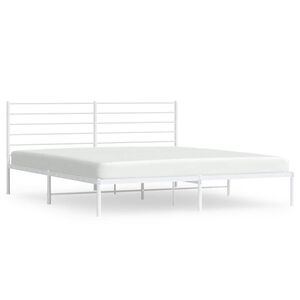 vidaXL Cadre de lit m&eacute;tal sans matelas et t&ecirc;te de lit blanc 183x213 cm