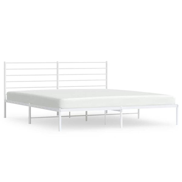 vidaXL Cadre de lit métal sans matelas et tête de lit blanc 183x213 cm