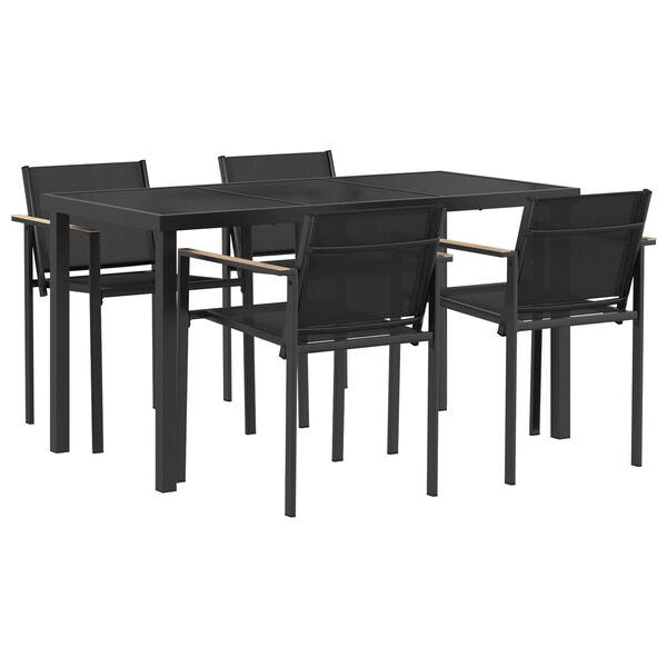 vidaXL Ensemble de meubles d'ext&eacute;rieur 5 pcs Noir et anthracite