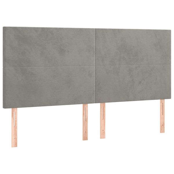 vidaXL T&ecirc;te de lit &agrave; LED Gris clair 200x5x118/128 cm Velours