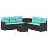 vidaXL Ensemble de Canap&eacute;s 8 pc Noir et Bleu