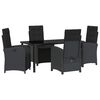 vidaXL Ensemble de salle &agrave; manger pour jardin 5 pc Noir polyrotin