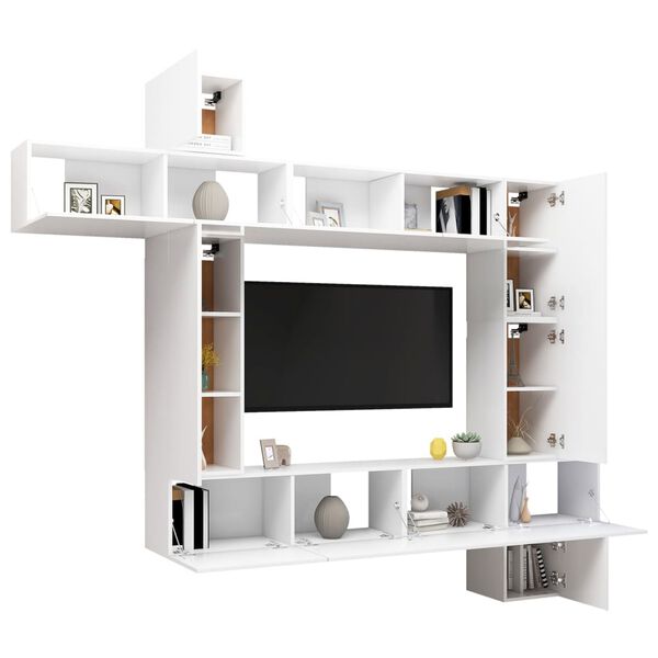 vidaXL Ensemble de meuble TV 9 pcs Blanc Bois d'ing&eacute;nierie