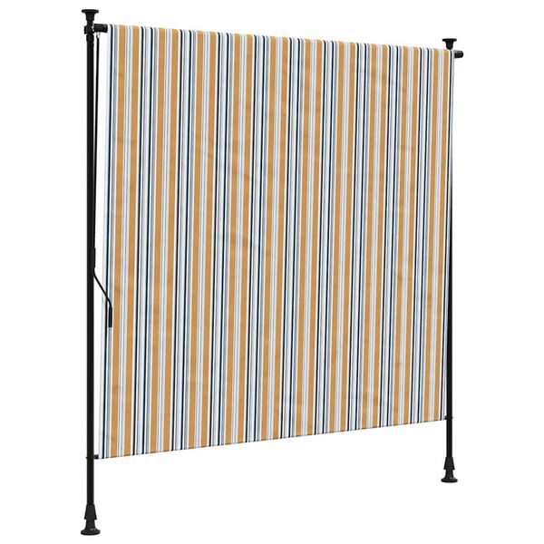 vidaXL Store roulant d'ext&eacute;rieur jaune et blanc 150x270 cm tissu acier