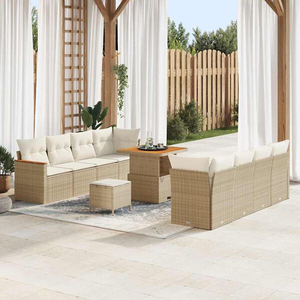 vidaXL Ensemble de canap&eacute; de jardin 12 pcs Beige polyrotin