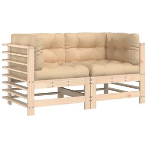 vidaXL Canap&eacute;s d'angle avec coussins 2 pcs bois de pin massif