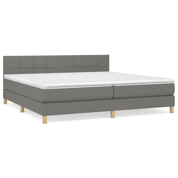 vidaXL Sommier &agrave; lattes de lit avec matelas Gris fonc&eacute; 200x200cm Tissu