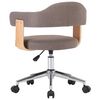 vidaXL Chaise pivotante de bureau Taupe Bois courbé et tissu
