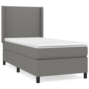 vidaXL Sommier &agrave; lattes de lit avec matelas Gris fonc&eacute; 80x200 cm Tissu