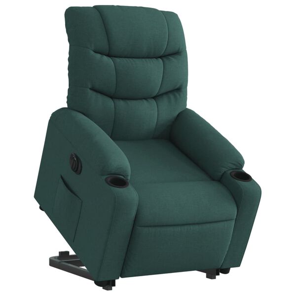 vidaXL Fauteuil inclinable électrique vert foncé tissu