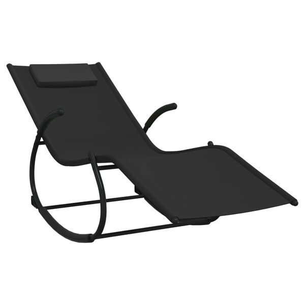 vidaXL Chaise longue &agrave; bascule noir acier et textil&egrave;ne