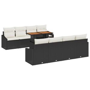 vidaXL Ensemble de canap&eacute; de jardin 9 pcs Noir Poly rotin