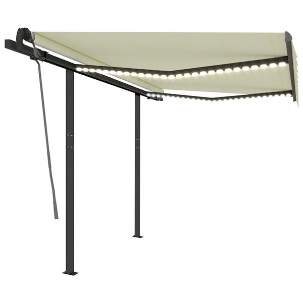 vidaXL Auvent automatique capteur de vent et LED 3x2,5 m Cr&egrave;me