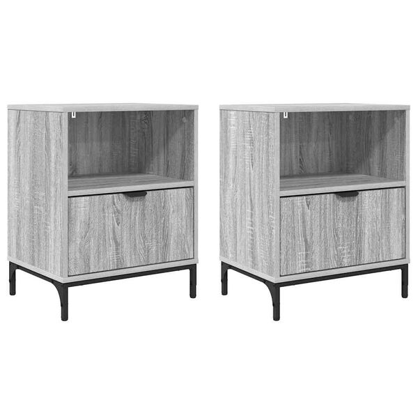 vidaXL Cabinet de chevet avec tiroir 2 pcs Sonoma gris 49 x 36 x 61 cm