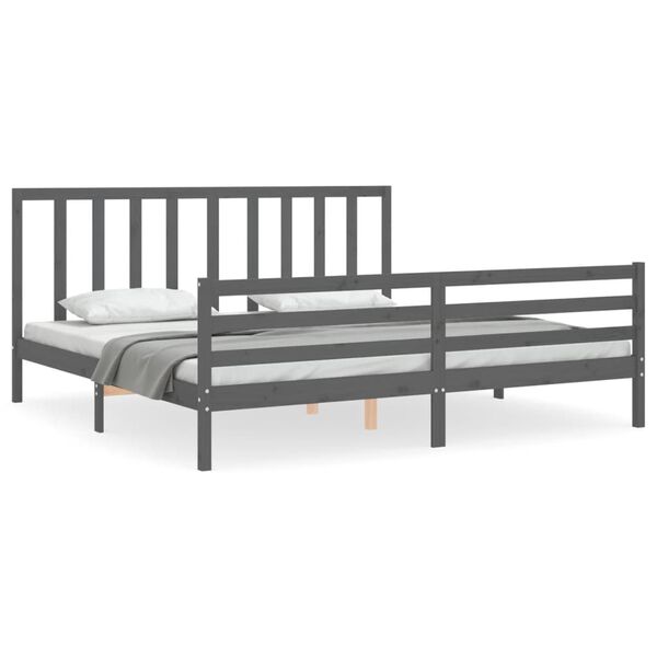vidaXL Cadre de lit sans matelas gris 200x200 cm bois massif de pin