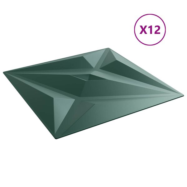 vidaXL Panneaux muraux &Eacute;toile 12 pcs Vert &Eacute;toile 50 x 50 cm Mousse XPS