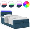 vidaXL Lit ottoman avec matelas et LED bleu fonc&eacute; 80x200cm velours