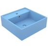 vidaXL Lavabo carr&eacute; &agrave; trop-plein Bleu clair mat 41x41 cm C&eacute;ramique