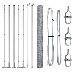 vidaXL Cl&ocirc;ture hexagonale avec base en b&eacute;ton 10 x 1,4 m Argent&eacute; Maille