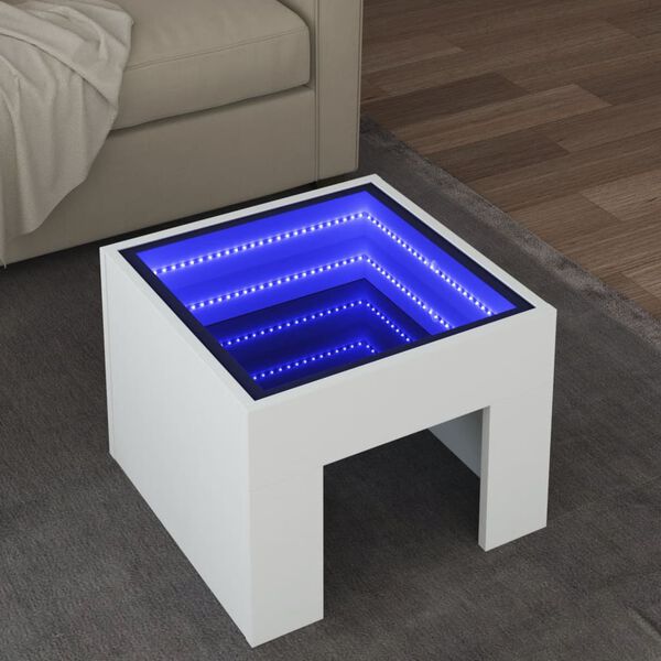 vidaXL Table basse avec LED infini blanc 40x40x30 cm