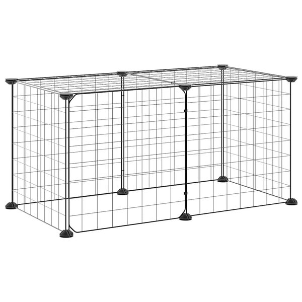 vidaXL Cage animaux de compagnie &agrave; 8 panneaux et porte Noir 35x35 cm