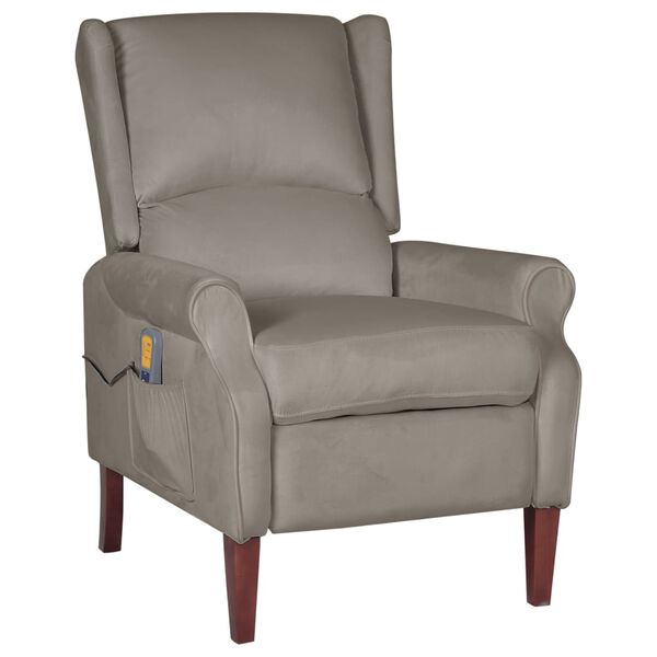 vidaXL Fauteuil de massage inclinable Gris clair Velours