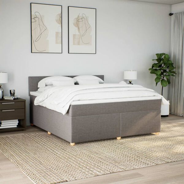 vidaXL Sommier &agrave; lattes de lit avec matelas Taupe 180x200 cm Tissu