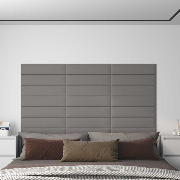 vidaXL T&ecirc;te de lit murale 12 pcs Gris clair 60 x 15 cm tissu