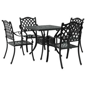 vidaXL Ensemble de tables de jardin 5 pcs Noir Aluminium coul&eacute;