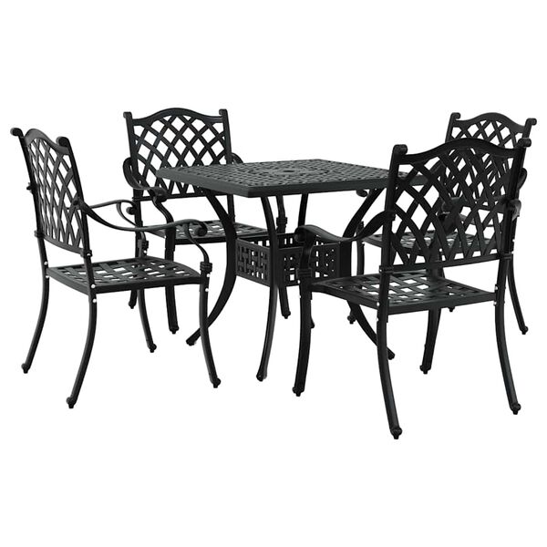 vidaXL Ensemble de tables de jardin 5 pcs Noir Aluminium coul&eacute;