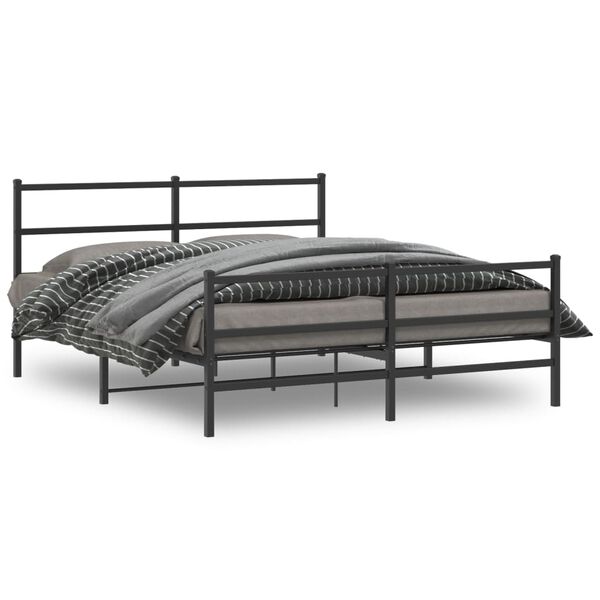 vidaXL Cadre de lit m&eacute;tal sans matelas avec pied de lit noir 160x200cm