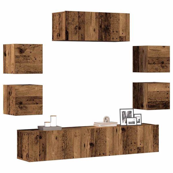 vidaXL Ensemble de meuble TV mural 7 pcs vieux bois bois d'ingénierie