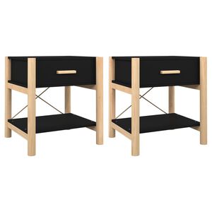 vidaXL Tables de chevet 2 pcs Noir 42x38x45 cm Bois d&rsquo;ing&eacute;nierie