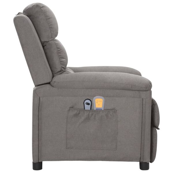 vidaXL Fauteuil électrique de massage Gris clair Tissu
