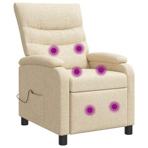 vidaXL Fauteuil de massage inclinable Cr&egrave;me Tissu