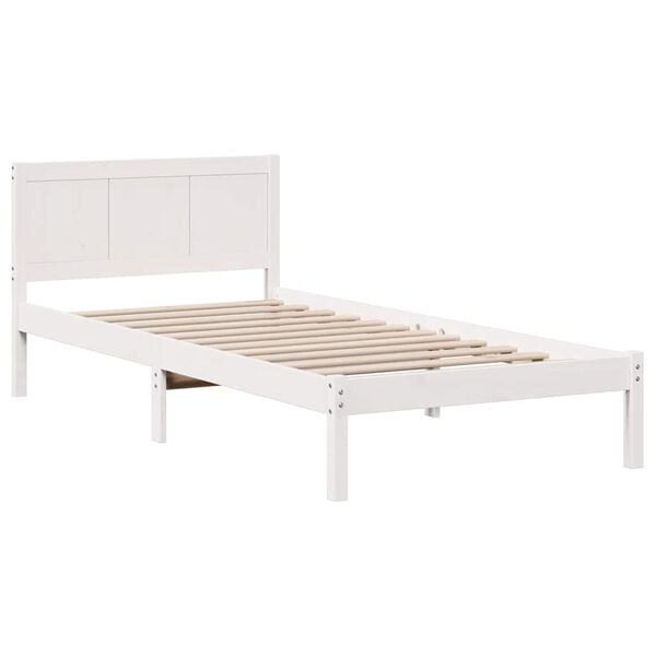 vidaXL Cadre de lit Blanc 90 x 190 cm Bois de pin massif