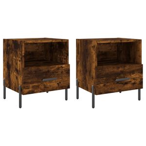 vidaXL Tables de chevet 2pcs ch&ecirc;ne fum&eacute; 40x35x47,5cm bois d&rsquo;ing&eacute;nierie