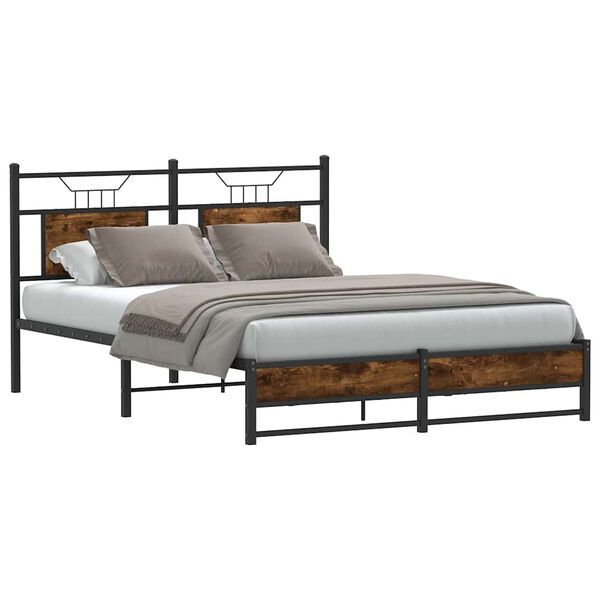 vidaXL Cadre de lit sans matelas ch&ecirc;ne fum&eacute; 140x200 cm bois ing&eacute;nierie