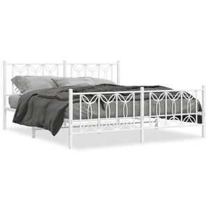 vidaXL Cadre de lit m&eacute;tal sans matelas et pied de lit blanc 180x200 cm